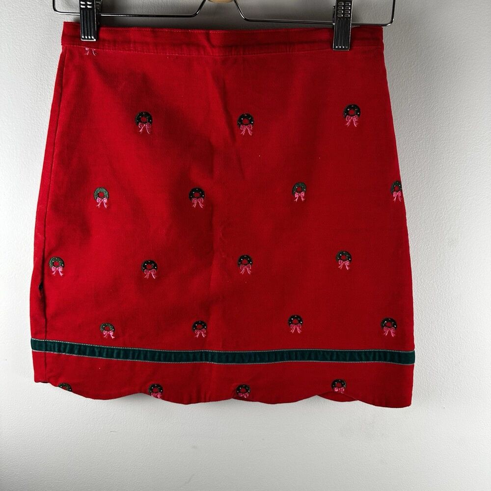 Hartstrings Red Velvet Holiday Christmas Wreath Skirt Girls Size 16